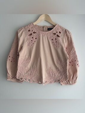 Marc Cain Blush Pink Eyelet Lace Blouse